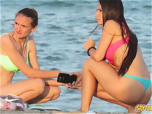 spycam Beach molten Blue bathing suit panty fledgling teenager flick